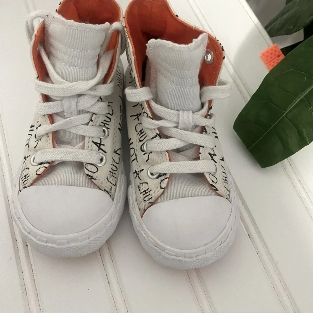 Converse “ Not A Chuck” High Top Sneakers ~ White ~ Orange Bottoms ~Size 8 Kids